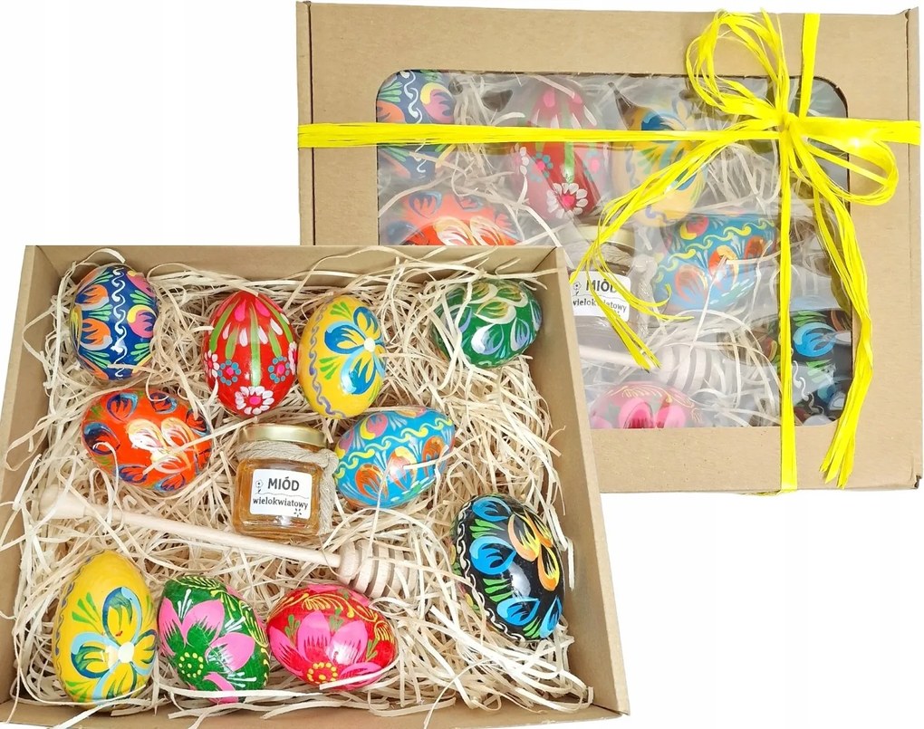 Nagy Húsvéti Ajándék Fa Tojás 10 db Kézzel Festett