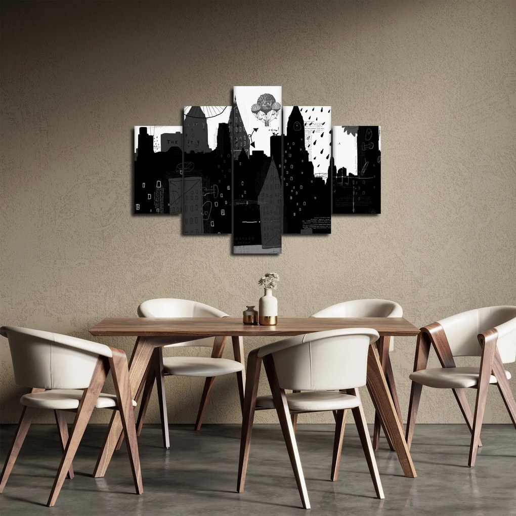 Kép - Város feliratokkal és mintákkal (150x105 cm)