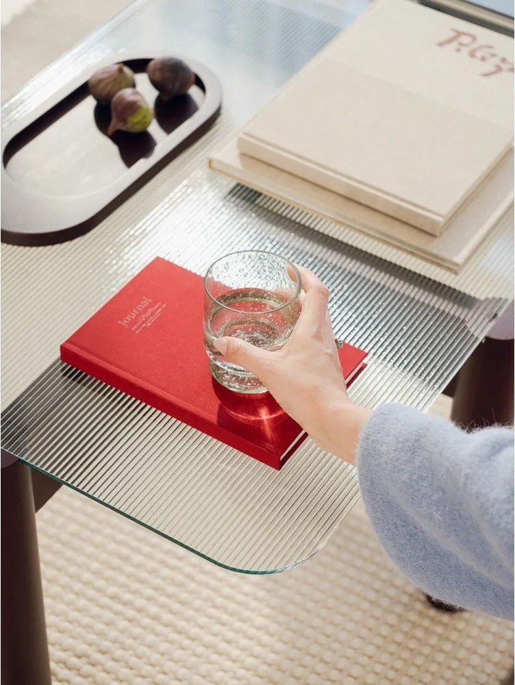 Borvörös dohányzóasztal üveg asztallappal 55x105 cm Kob – noo.ma