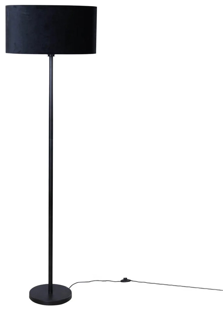 Állólámpa fekete ovális bársony lámpabúrával 50 cm - Simplo