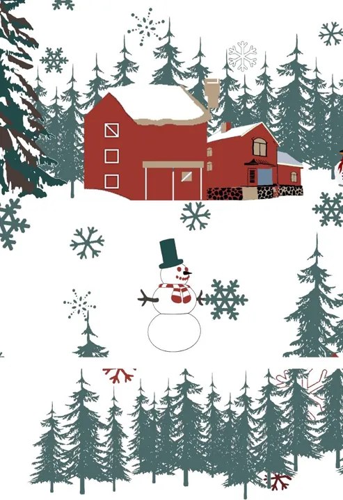 Polipamut ágyneműhuzat SNOWY HOUSES POLY fehér Ágyneműhuzat mérete: 70 x 90 cm | 140 x 220 cm
