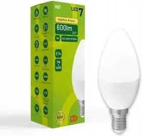 Led izzó E14 gyertya C37 7W 3000K meleg ELB045WW Inq