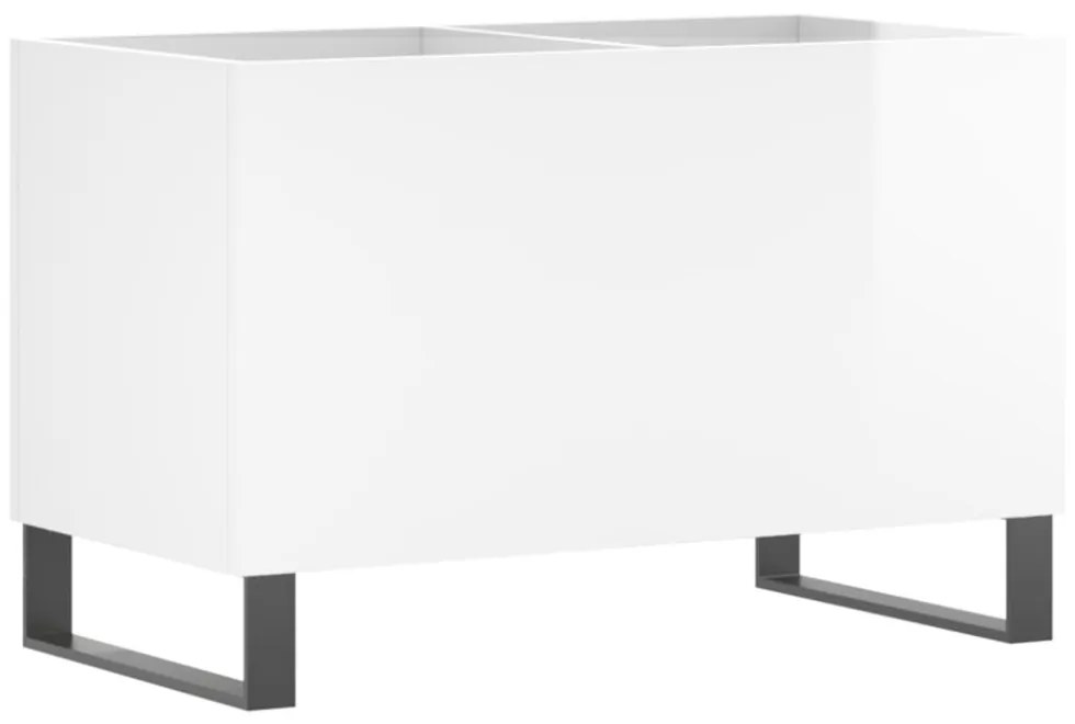 magasfényű fehér szerelt fa hanglemezszekrény 74,5x38x48 cm