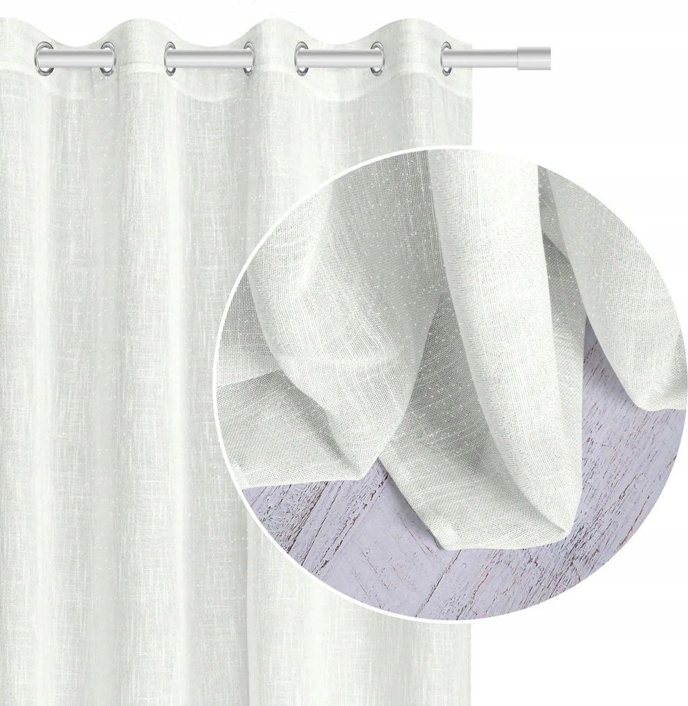 Függöny készre szerelve Frost 140x250 fehér, ezüstszállal