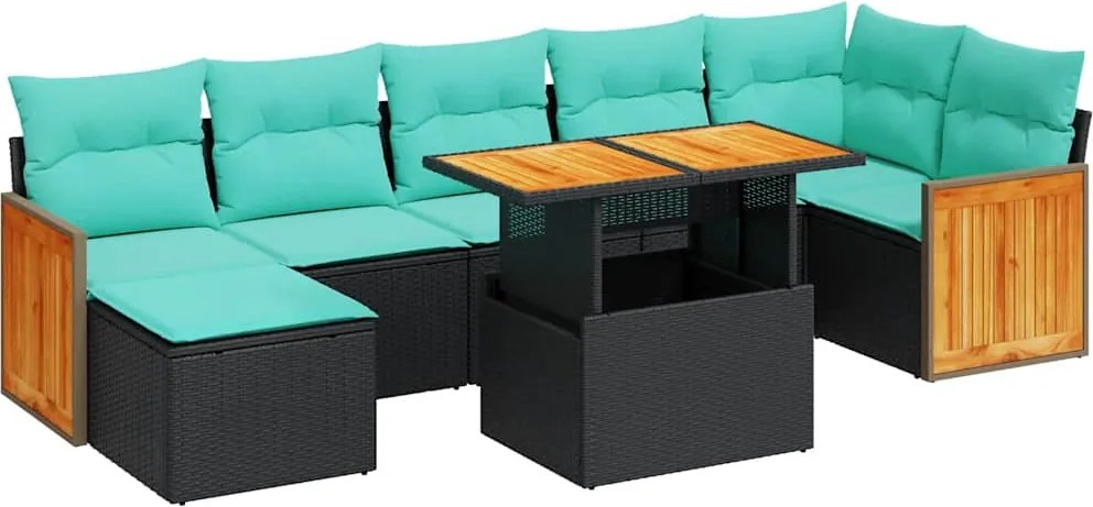 vidaXL 8 részes szürke polyrattan akácfa kerti ülőgarnitúra párnákkal