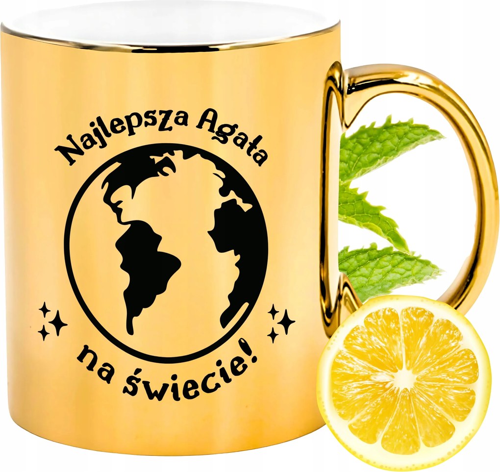 Prémium Arany Csillogó Bögre Achát Ajándék Nyomtatott Fotóval