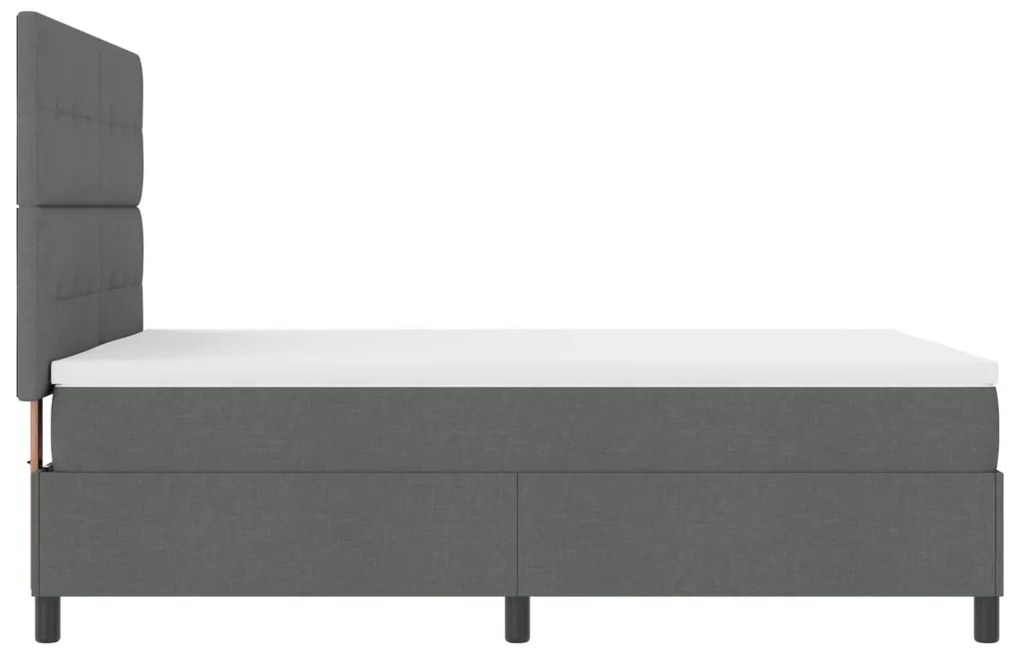 Boxspring ágy matraccal és LED világítással, sötétszürke, 140 x 200 cm, szövet