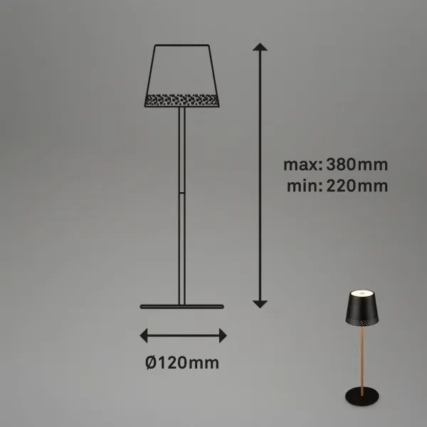 Brilo - KIKI érintésvezérelt tölthető asztali LED-lámpa LED/2,6W/5V IP44 2600 mAh fekete