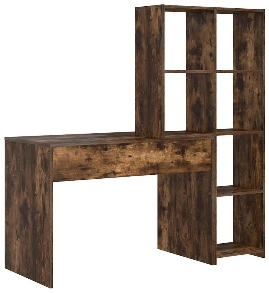 Asztal polcokkal Füstölt tölgy 138.5 x 55 x 143 cm Faanyag