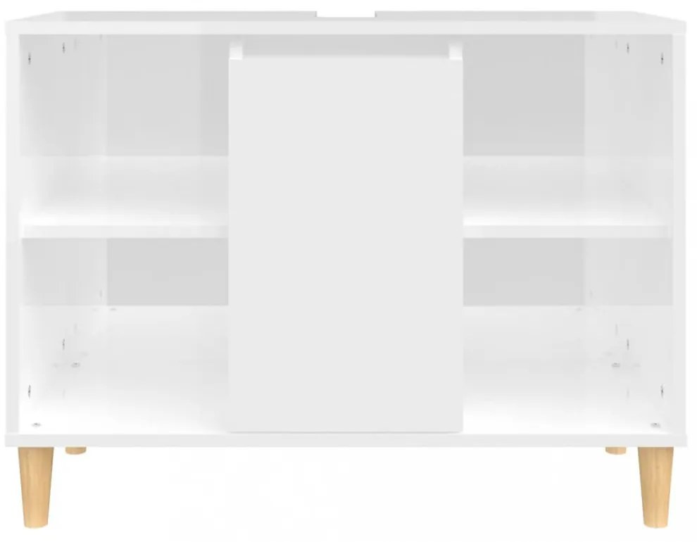 magasfényű fehér szerelt fa mosdószekrény 80 x 33 x 60 cm