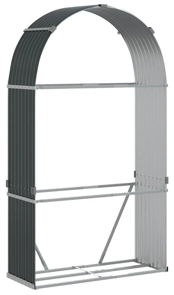antracitszürke horganyzott acél rönktartó 120 x 45 x 210 cm