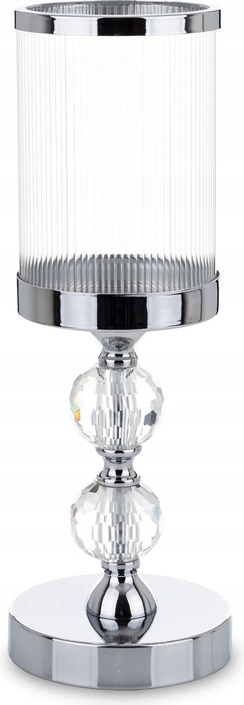 Gyertyatartó üveg fém ezüst csillogó kristályok lakberendezés