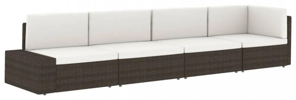 fekete polyrattan középső kanapéelem