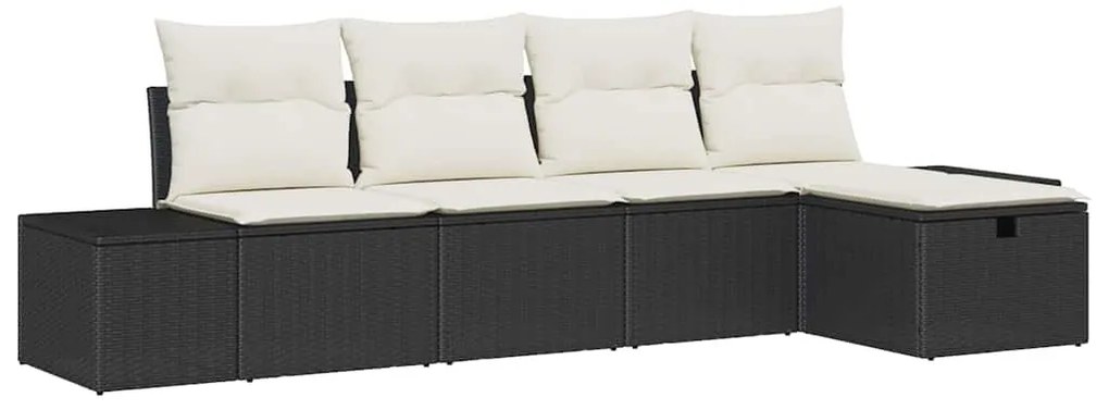 Kerti Kanapé Szett 5 pcs Fekete 55 x 62 x 69 cm Poli rattan