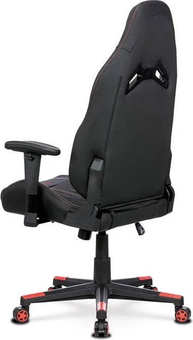 Herní křeslo, houpací mechanismus, černá látka, KA-F07 RED