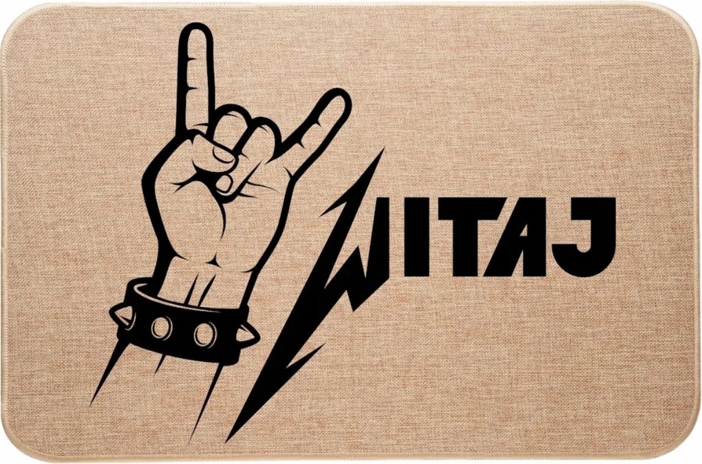 Lábtörlő Ajtó Alá Lenvászon Rock nyomtatás Welcome