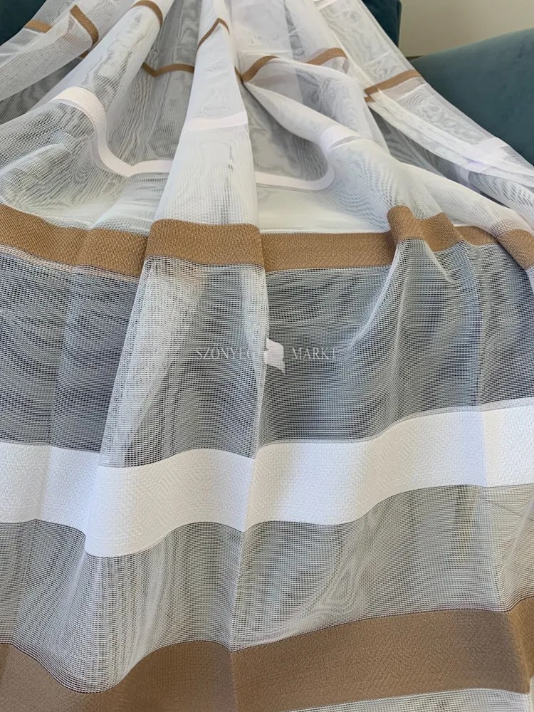 Kész függöny barna-csíkos mintás 300x180 cm