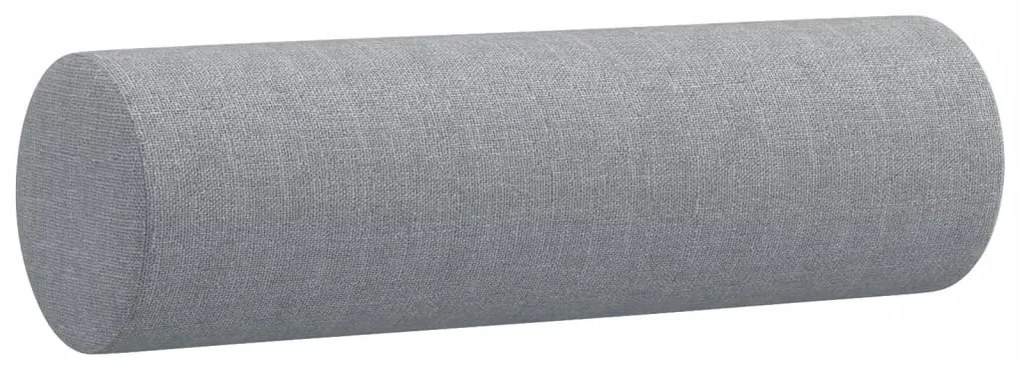 2 személyes világosszürke szövet kanapé díszpárnákkal 120 cm