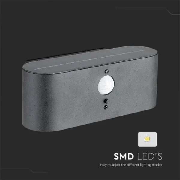 LED kültéri napelemes fali lámpa szenzorral LED/2,5W/3,7V 3000K IP54