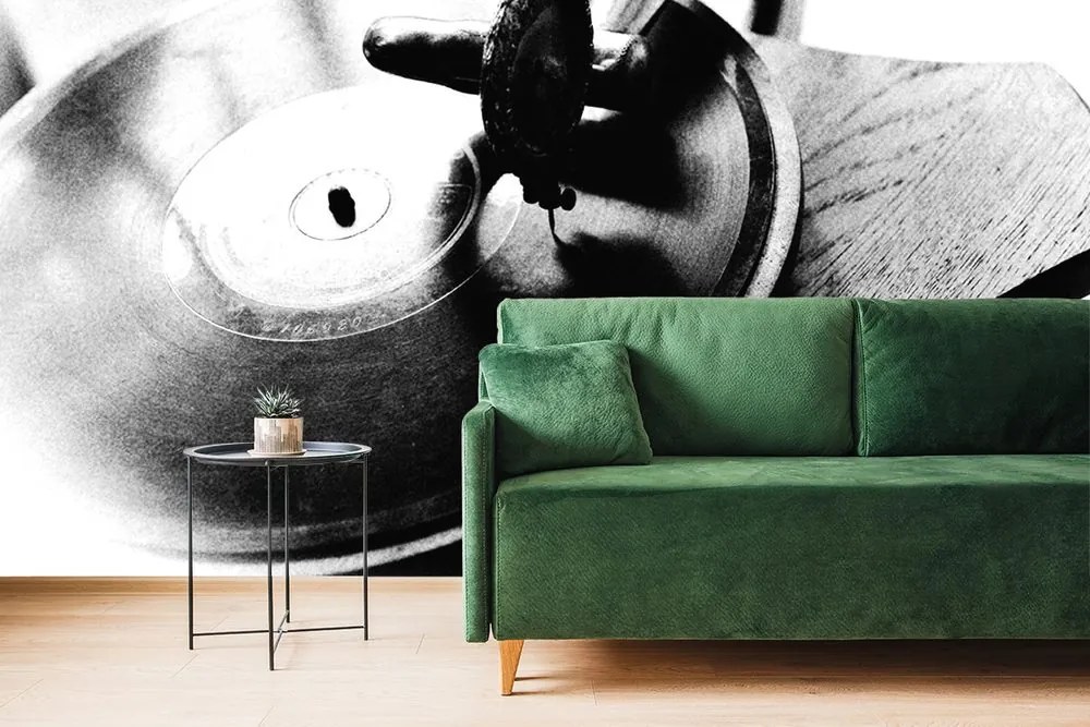 Öntapadó fotótapéta fekete-fehér antik gramofon