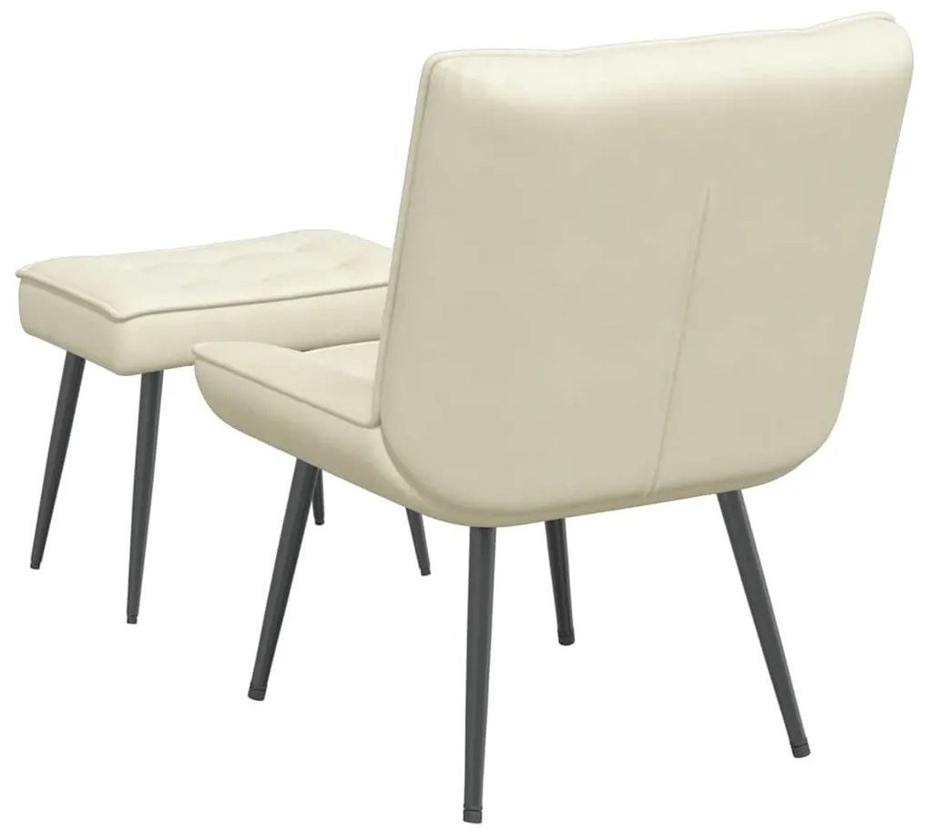 krémszínű bársony pihenőfotel lábtartóval