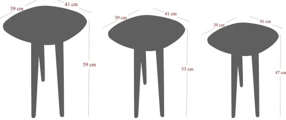 SZETT 3x TYN barna dohányzóasztal