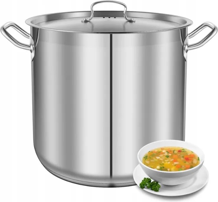 Fazék Nagy Magas Acél Fedővel 31L Indukciós Fogantyú Nutrichef