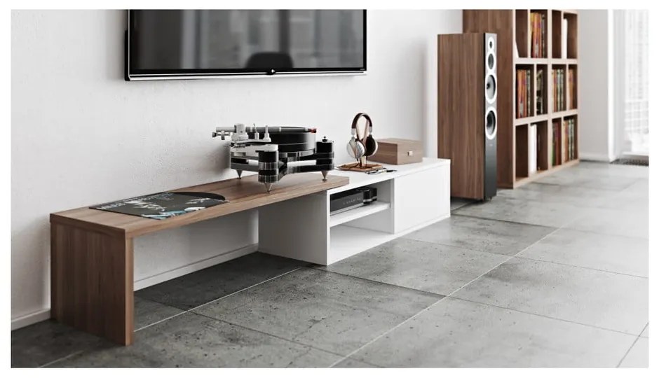 Move fehér TV-állvány, diófa dekor - TemaHome