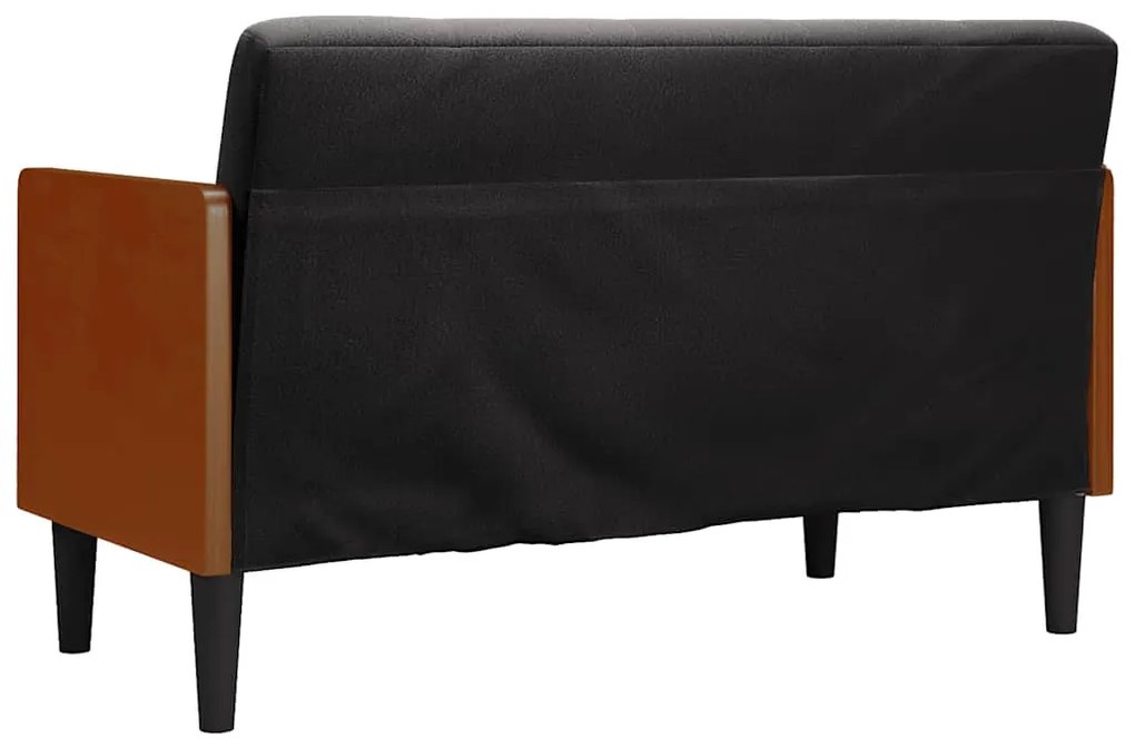 fekete bársony loveseat kanapé párnákkal 110 cm