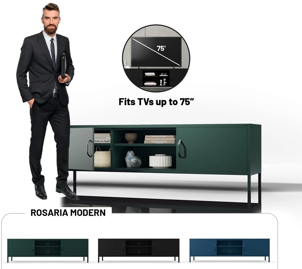 XL ROSARIA TV SZEKRÉNY – PALACKZÖLD (1700 x 400 x 500)