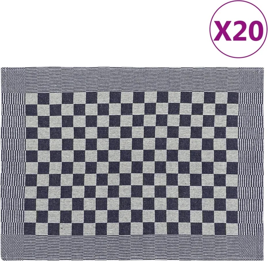 vidaXL 20 db kék és fehér pamut konyhai törölköző 50 x 70 cm