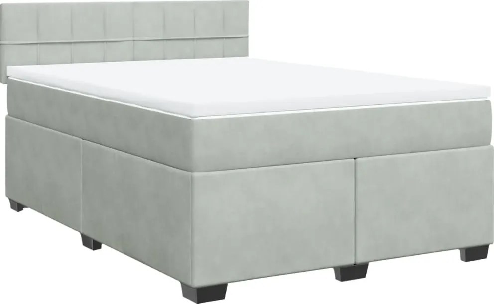 vidaXL világosszürke bársony rugós ágy matraccal 140x190 cm