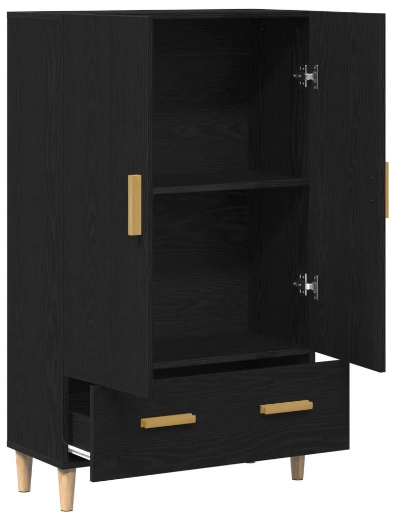 Fekete tölgy magas tároló szekrény, 70x31x115 cm, Mérnöki faforgácsból készült
