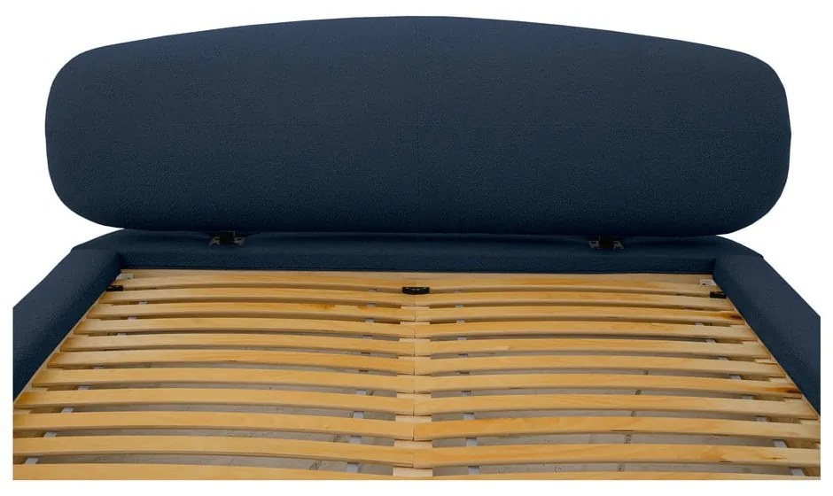 Sötétkék kárpitozott franciaágy ágyráccsal 180x200 cm Odette – Scandic