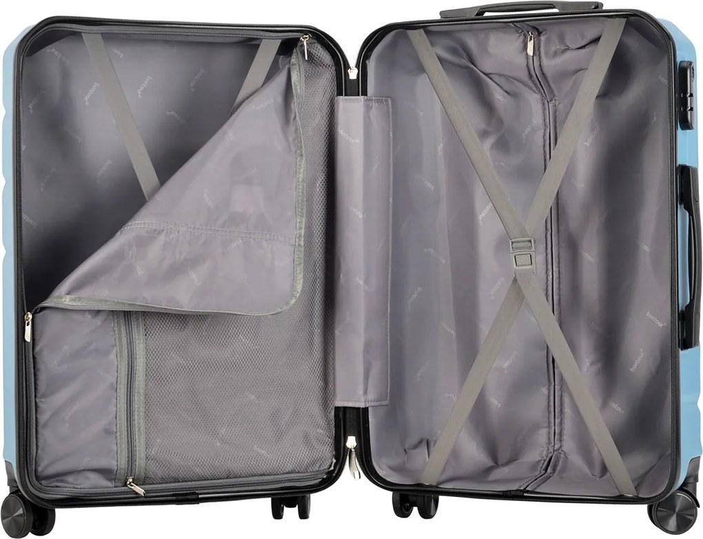 BONTOUR “spinner” nagy duplakerekes gurulós bőrönd, jégkék