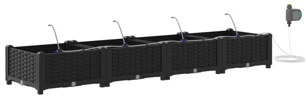 Kerti ültetők Fekete 160 x 40 x 22 cm Acél