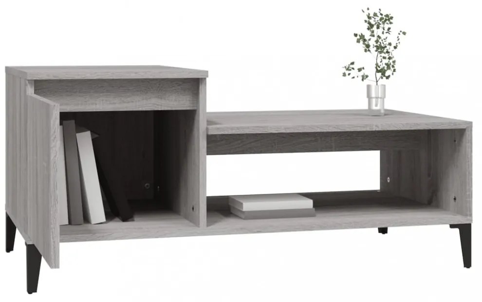 szürke sonoma szerelt fa dohányzóasztal 100 x 50 x 45 cm