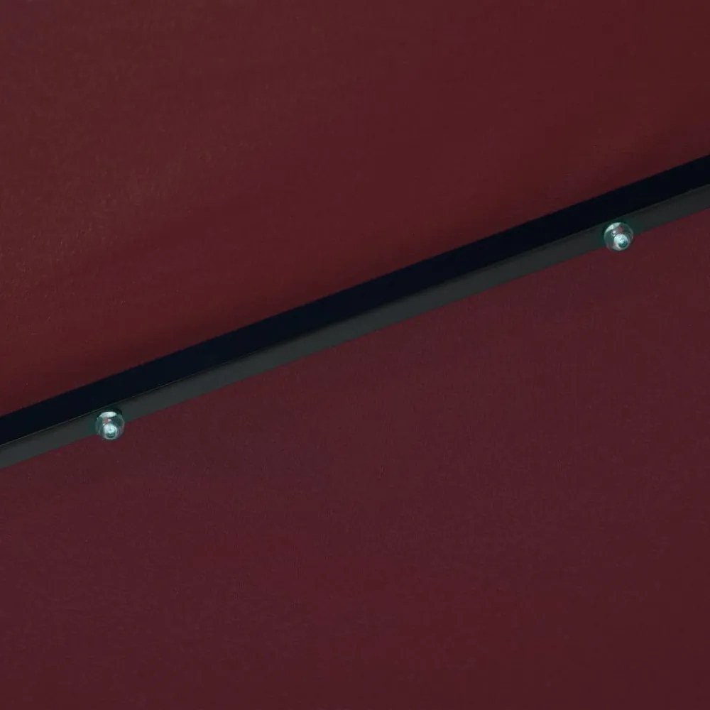 bordó kültéri napernyő LED-fényekkel és acélrúddal 300 cm