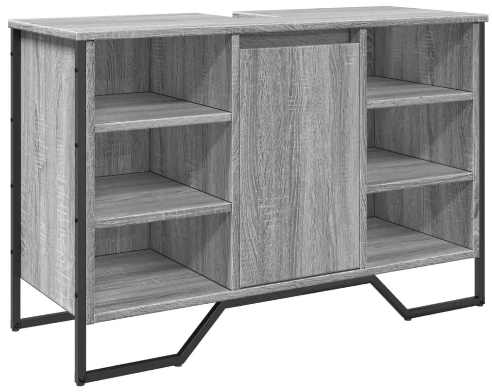 Szürke sonoma szerelt fa fürdőszobai mosdószekrény 91x35x60 cm