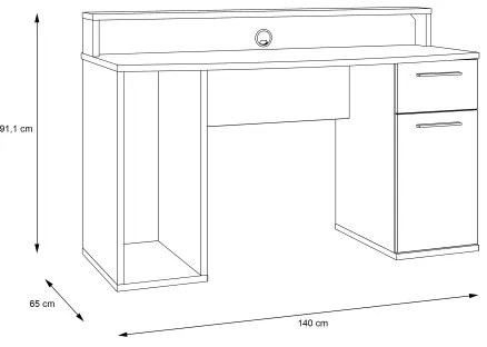 IVAR világítással ellátott íróasztal, fekete