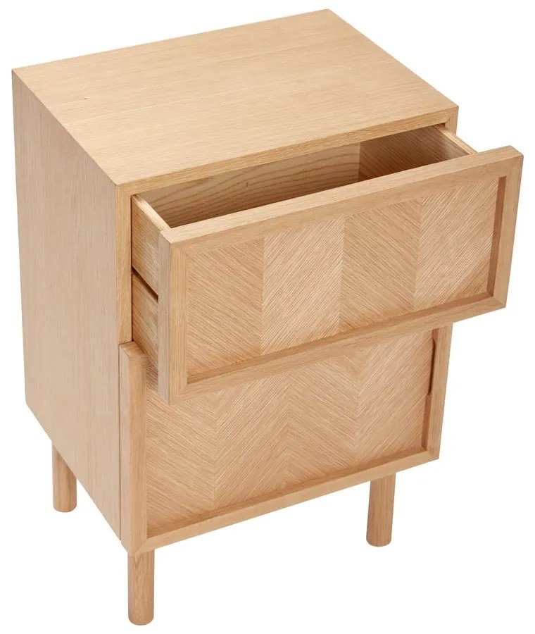 Natúr színű tölgyfa éjjeliszekrény Herringbone – Hübsch