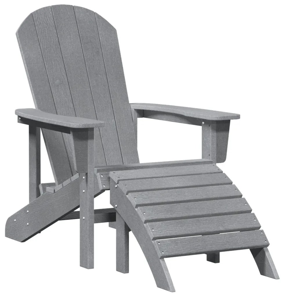 Adirondack Székek Lábpihentőkkel 2 db Világosszürke HDPE