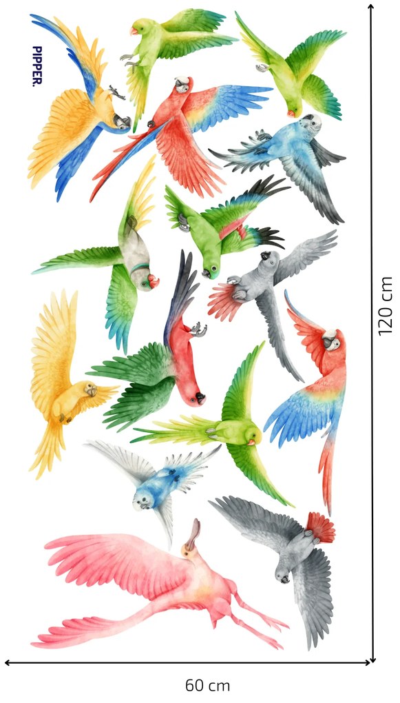 PIPPER. Textil falmatrica "Egzotikus madarak - akvarell"