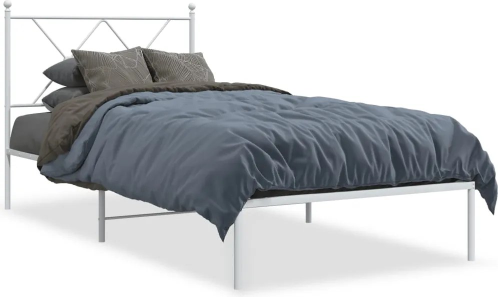 vidaXL fehér fém ágykeret fejtámlával 90x200 cm