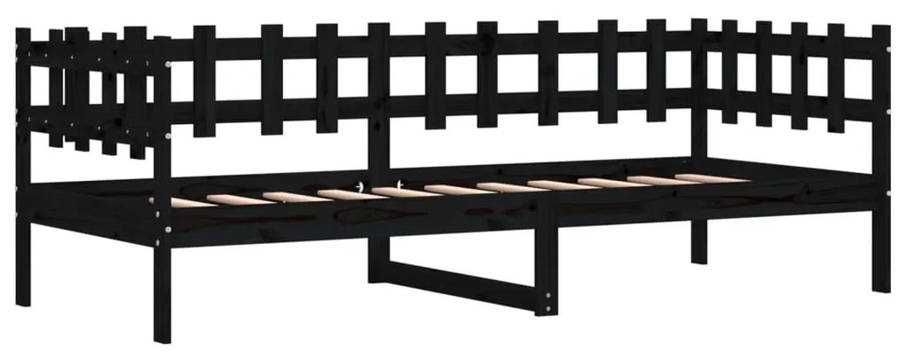 fekete tömör fenyőfa kanapéágy 80 x 200 cm