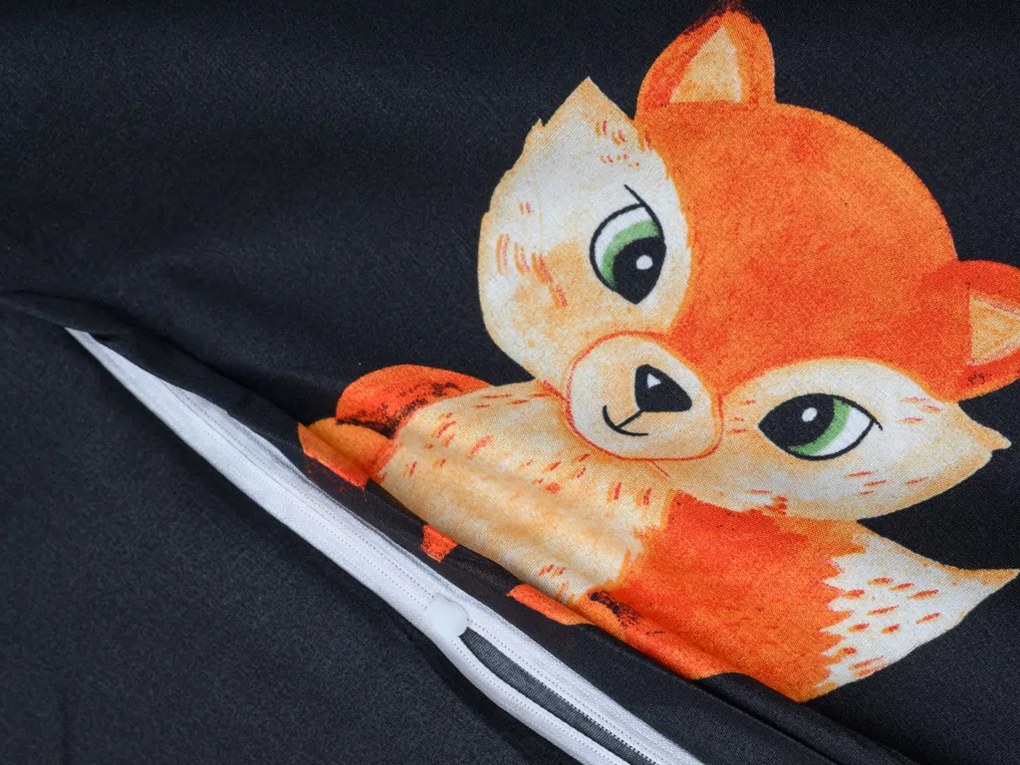 FOXES fekete mikroszálas ágyneműhuzat Ágyneműhuzat mérete: 2 db 70 x 80 cm | 160 x 200 cm