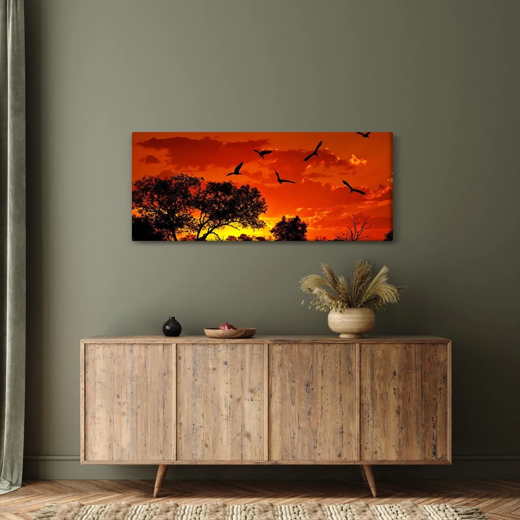 Madarak képe naplementekor (120x50 cm)