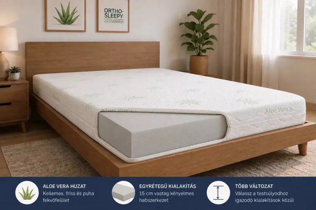 Ortho-Sleepy High Comfort ortopéd 18 cm magas matrac Aloe vera huzattal / 140x200 cm