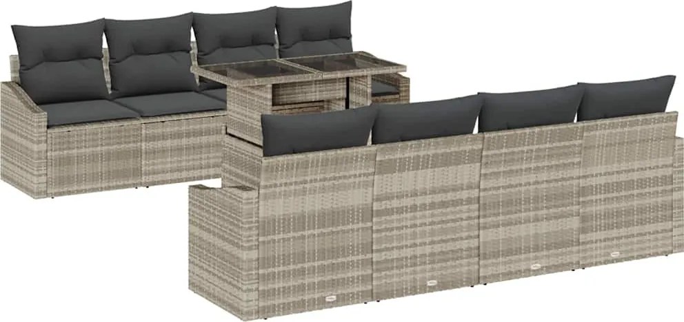 vidaXL Kerti Kanapé Szett párnával 7 pcs Világosszürke polirattan