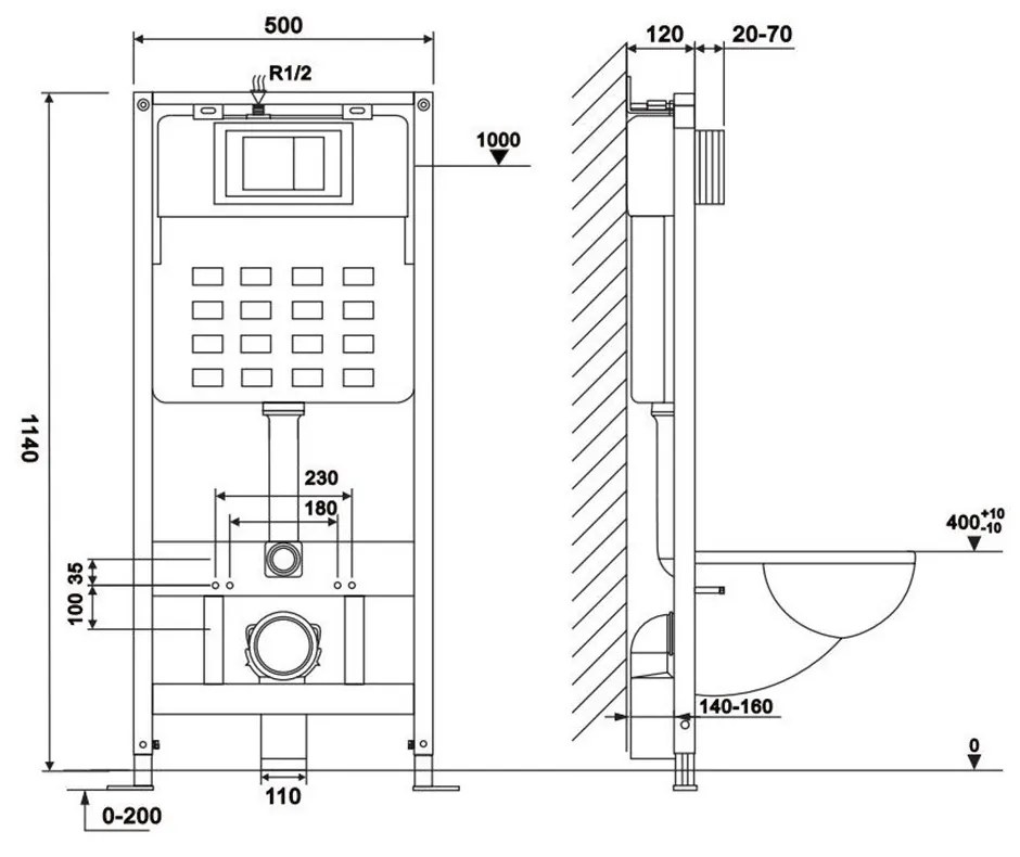 Roya Delos WH 81GRE falba építhető WC tartály szett